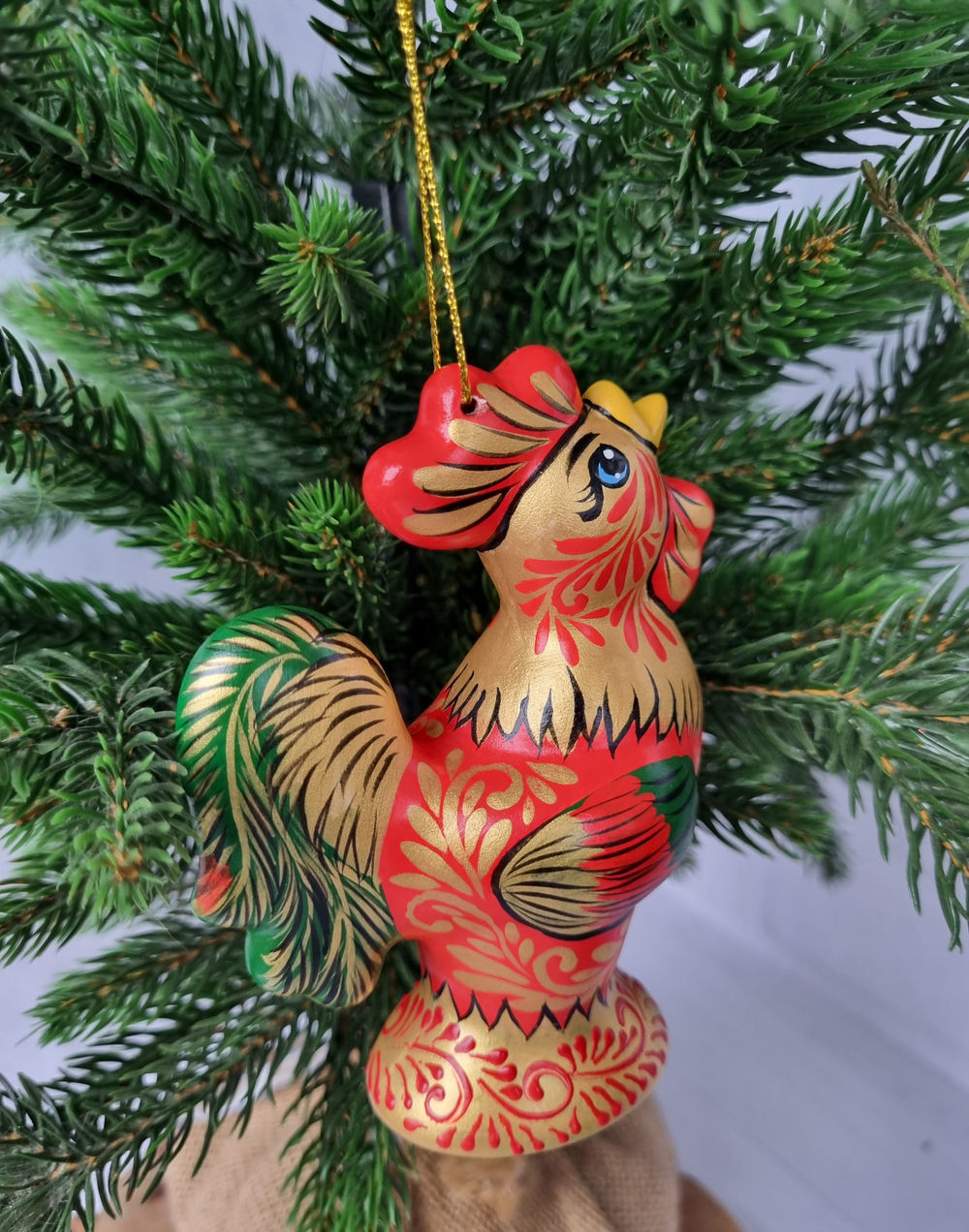 Петушёк ёлочная игрушка из фарфора