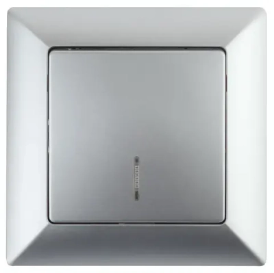 Выключатель Intro Solo 4-102-03 одноклавишный с подсветкой 10А-250В IP20 СУ алюминий