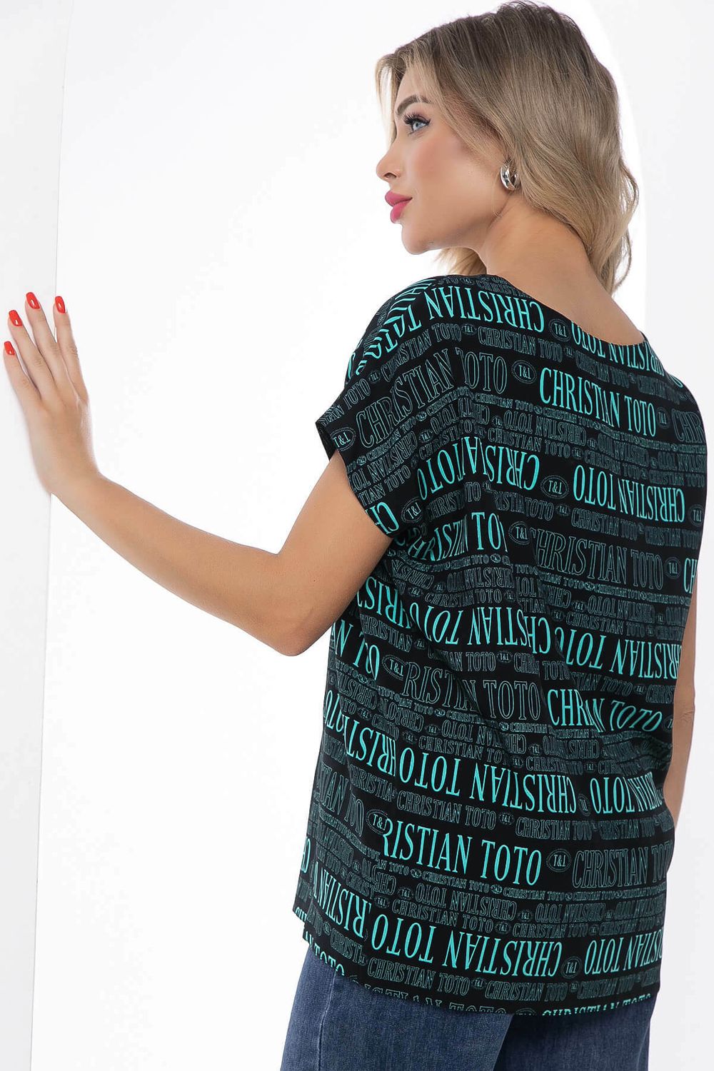 Блуза "Альбина" (черно-бирюзовая) Б8775 LT Collection