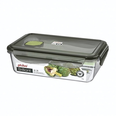 Контейнер для продуктов герметичный с клапаном "brilliant" прямоугольный 1л (черный)