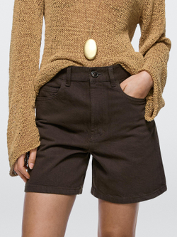 Massimo Dutti Джинсовые шорты со средней посадкой, шоколадный