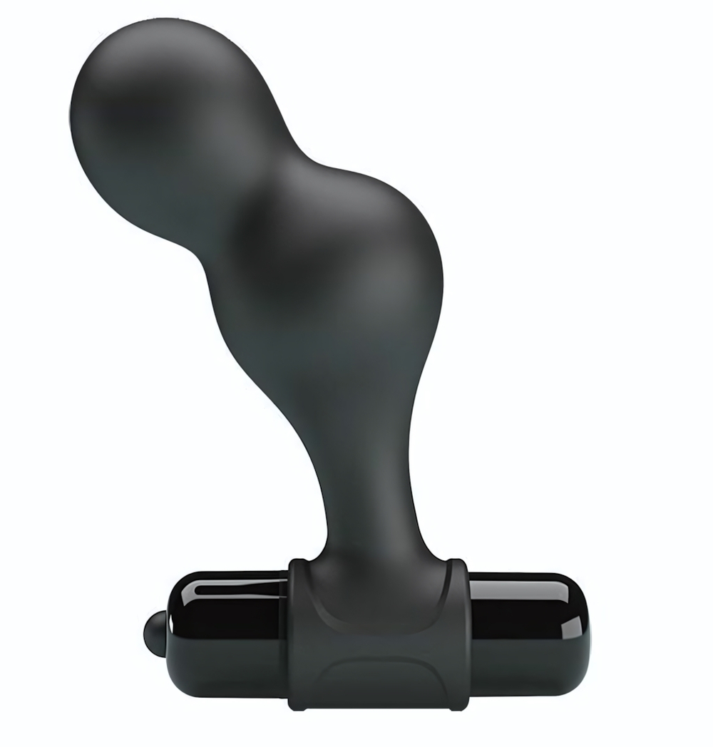 Черная анальная пробка с вибрацией Silicone Vibrating Anal Plug - 10 см. (Цвет: черный)