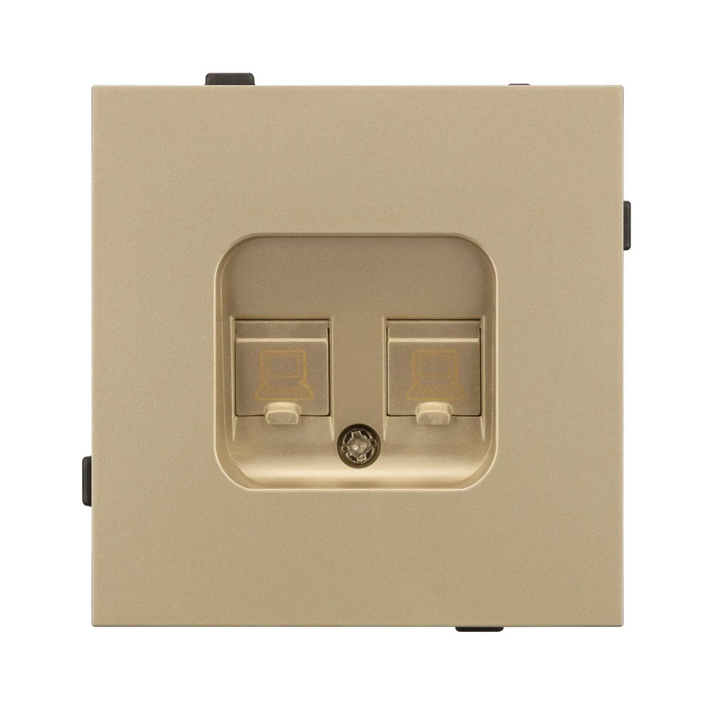 Механизм компьютерной розетки двойной SCT-TENDO-MPC2-SFPL-GD (RJ-45, CAT6) (Arlight, Матовый песочный) 054596