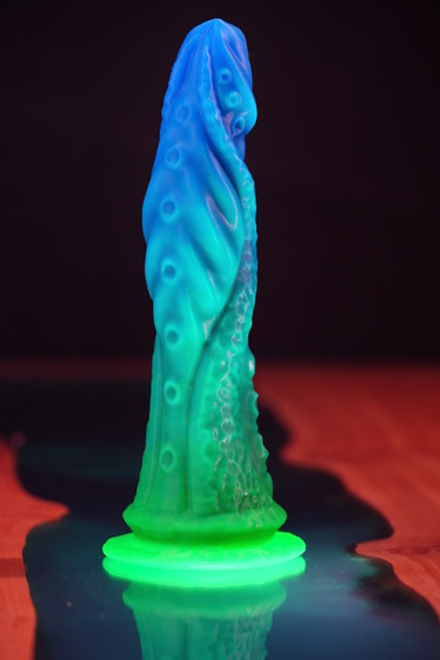 Фантазийный фаллоимитатор Mr. Alien, сине-зеленый - 25 см