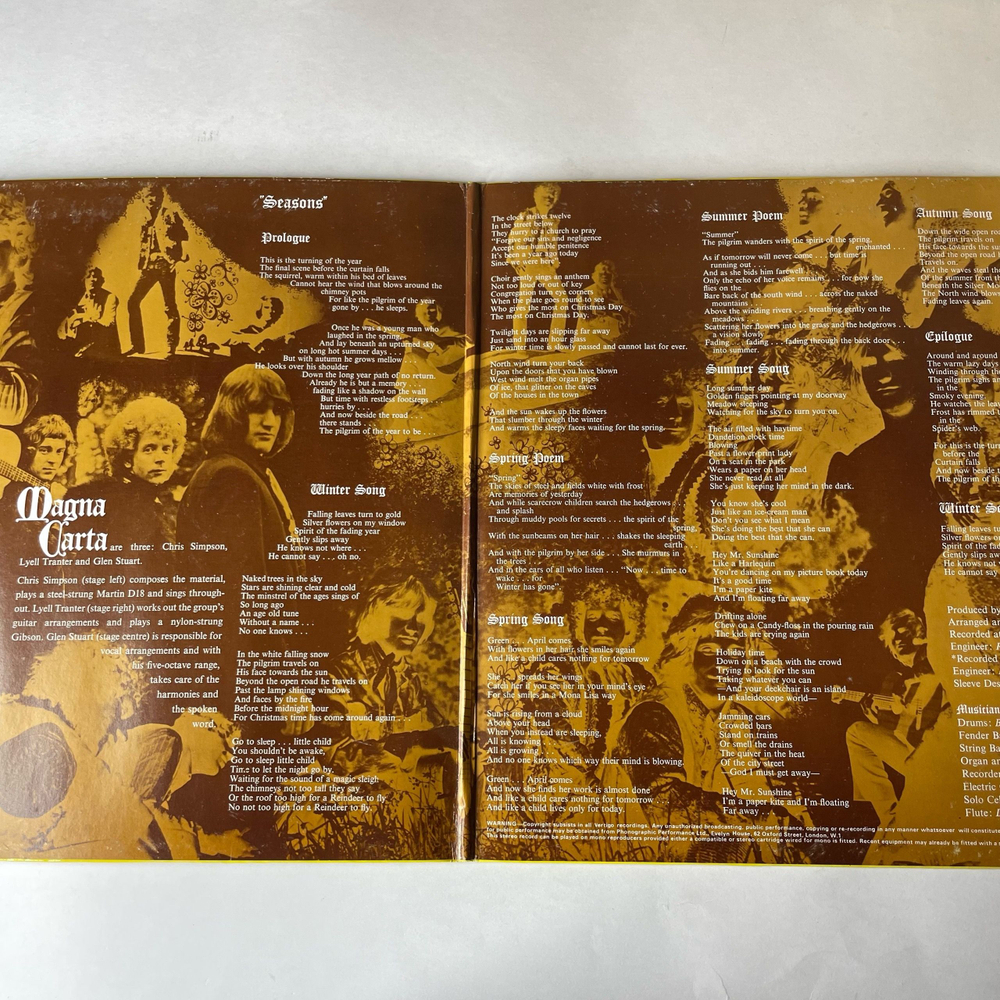 Винтажная виниловая пластинка LP Magna Carta Seasons (Франция 1979)
