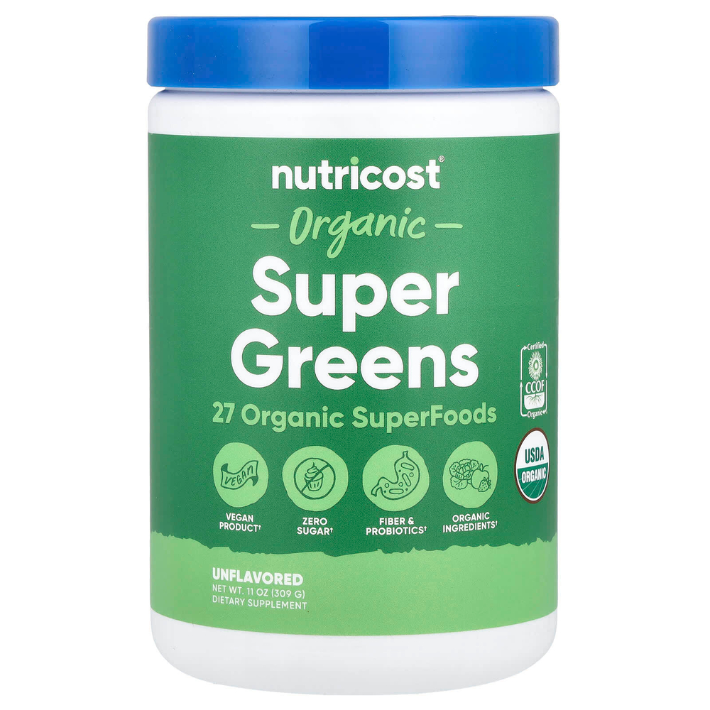 Nutricost, Органическая суперзеленая, без добавок, 309 г (11 унций)