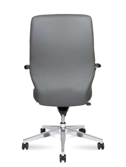 Кресло офисное Норден / Капитал LB / Capital LB  / алюминиевая  база / серая экокожа