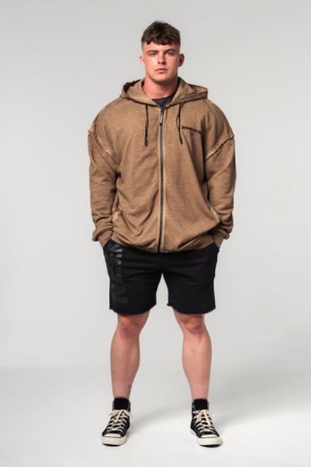 Кофта WASHED-OFF ZIP UP HOODIE GYM BRO 362 Светло-Коричневый