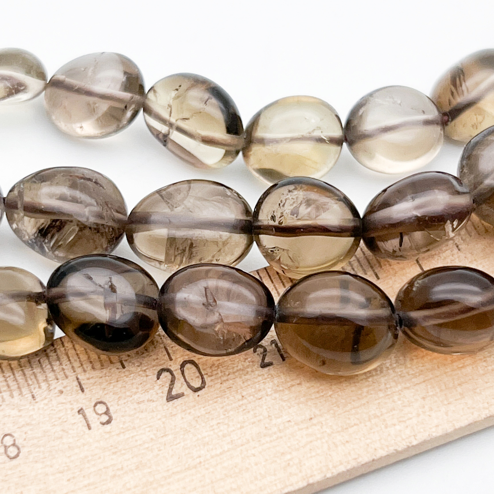 Дымчатый кварц фриформ бусины, размер около 10-13 мм, цена за отрезок 19 см (1/2 нити)