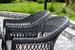 "Амароне" обеденная группа из искусственного ротанга на 6 персон, цвет графит