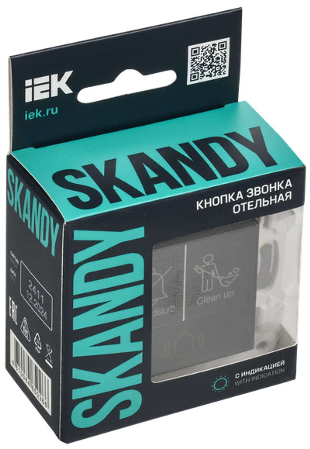 SKANDY Кнопка звонка с индикацией для отелей 10А SK-V17Bl черный IEK