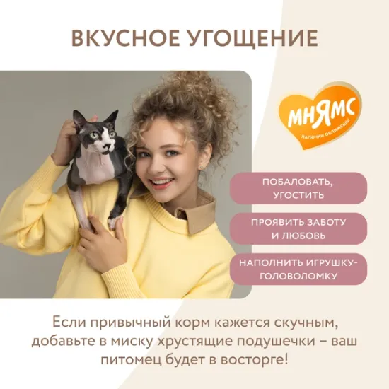 Мнямс хрустящие подушечки для кошек Здоровые зубы 60 гр