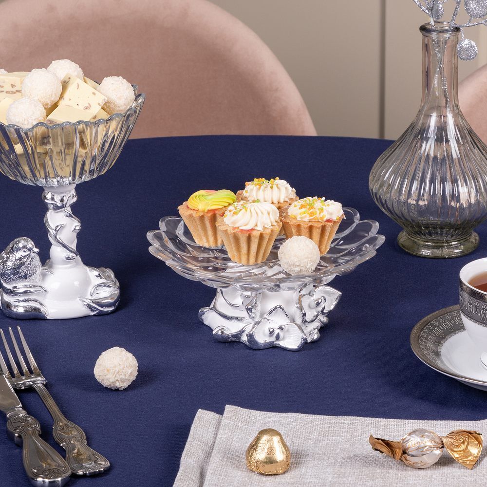 Фруктовница Орхидея Лайм Белая с чашей из стекла