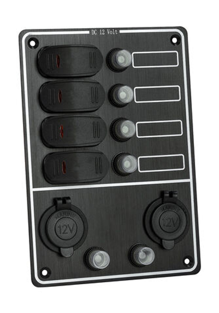 Панель бортового питания, 4 переключателей, 2 прикуривателя, автоматы