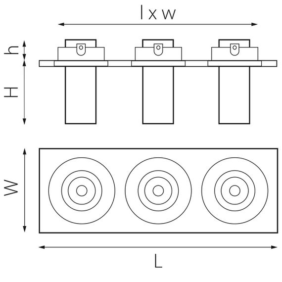 Комплект из светильника и рамки Lightstar Intero Tubo (217537+217272+217272+217272) i537272