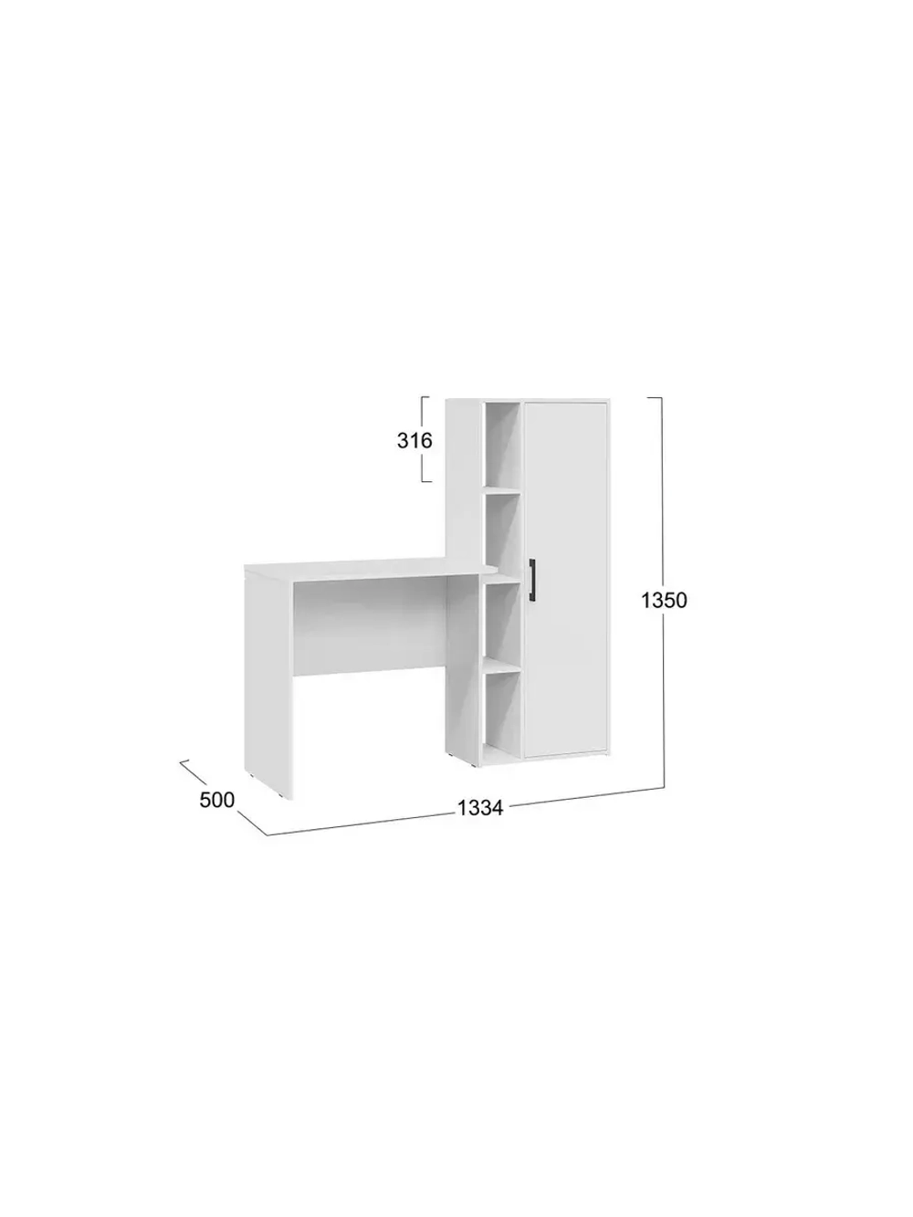 Стол письменный Белый Ясень 133,4х50х135 см