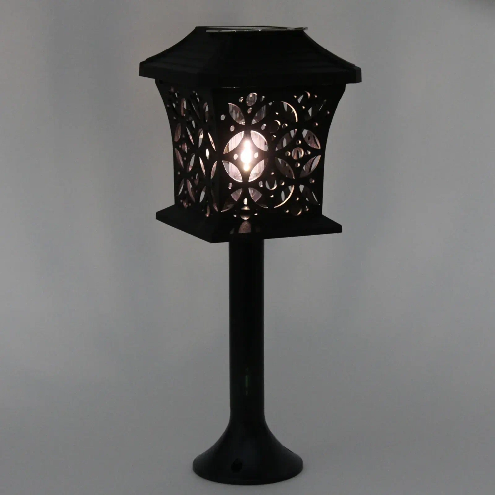 Фонарь садовый «Вечер» 12*12*13,5 см (h=60 см) на солнечной батарее (универсальный), Теплый белый