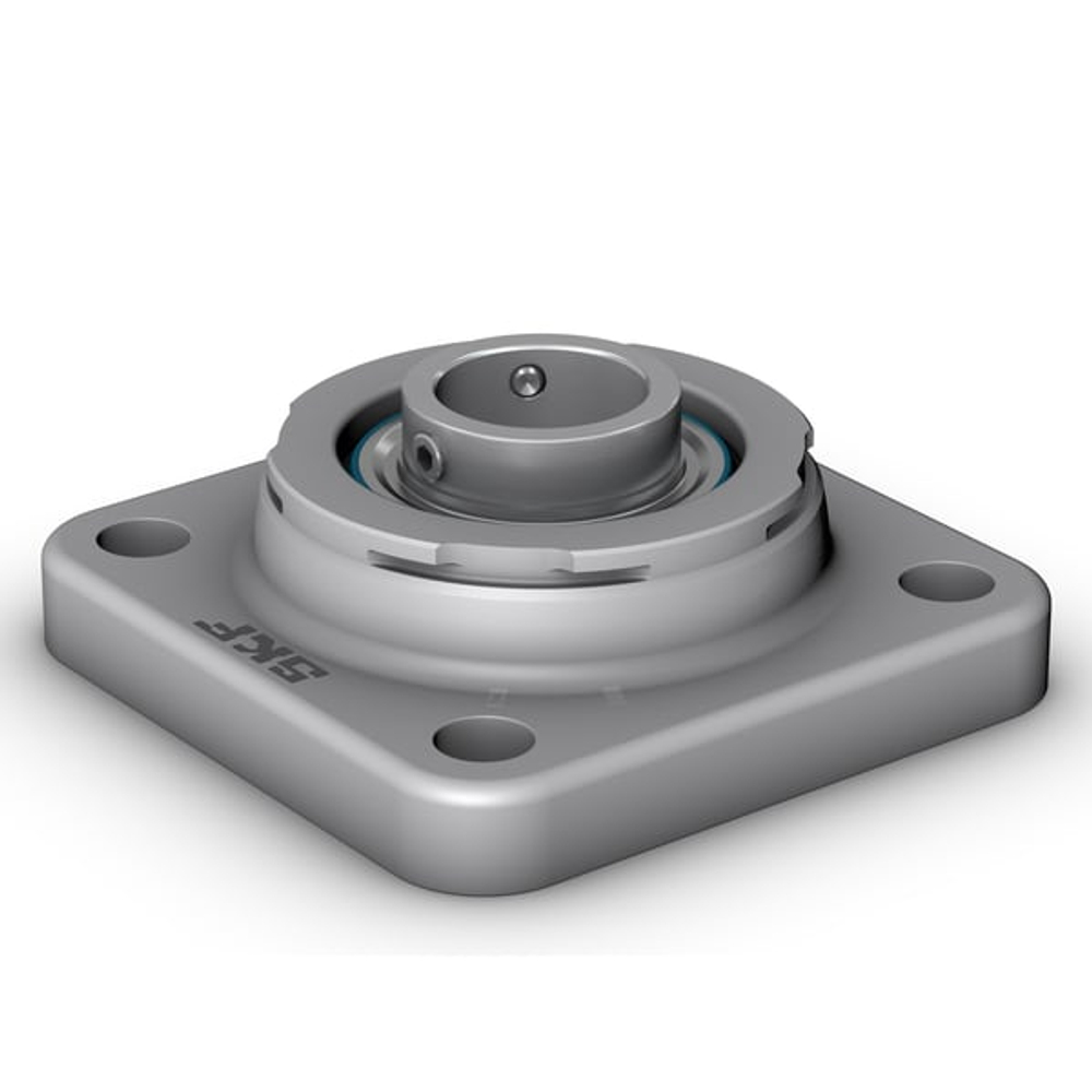 Шарикоподшипниковый узел с квадратным фланцем, фиксация с помощью установочных винтов, корпус из нержавеющей стали F4BSS 25M-TPSS