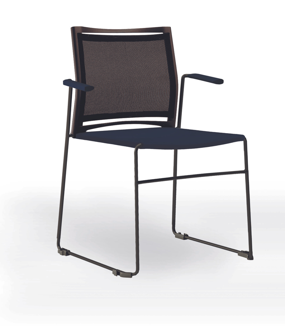 Web стул на полозьях с подлокотниками и спинкой-сеткой