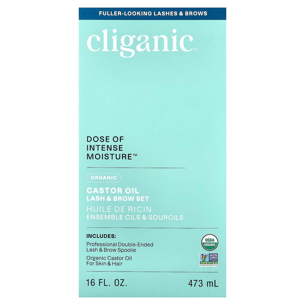 Cliganic, Dose of Intense Moisture™, набор для бровей и ресниц с органическим касторовым маслом, 473 мл (16 жидк. унций)