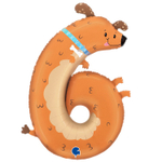 Шар Фольгированный Цифра 6 Собачка (Коричневый)