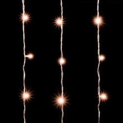 Светодиодный занавес 2*2 м., 400 экстра теплых белых LED ламп, облегченный, прозрачный провод ПВХ, LTC (PCL400NOT-10-2EWW)