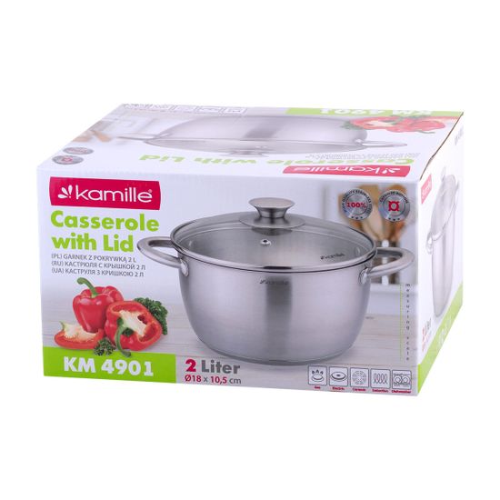 Кастрюля 2 л. из нержавеющей стали Kamille KM 4901
