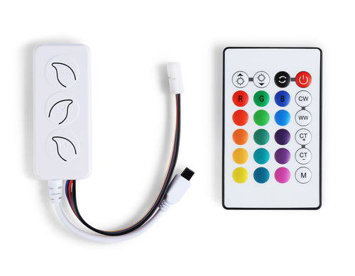 Контроллер WIFI Tuya для светодиодных лент RGB+CCT с управлением белого света c инфракрасным пультом 10A 12V 120W/ 24V 240W GS11601 (CR2025)