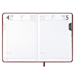 Ежедневник датированный 2026 ESCALADA, А5, 176 л., арт. 70220/ 15 САРИФ БОРДОВЫЙ (кожзам: 146x211 мм, твёрдый переплёт с поролоном, материал обложки: искусственная кожа "Сариф"; декор: блинтовое тиснение; способ крепления блока: ниткошвейный; вн. бло