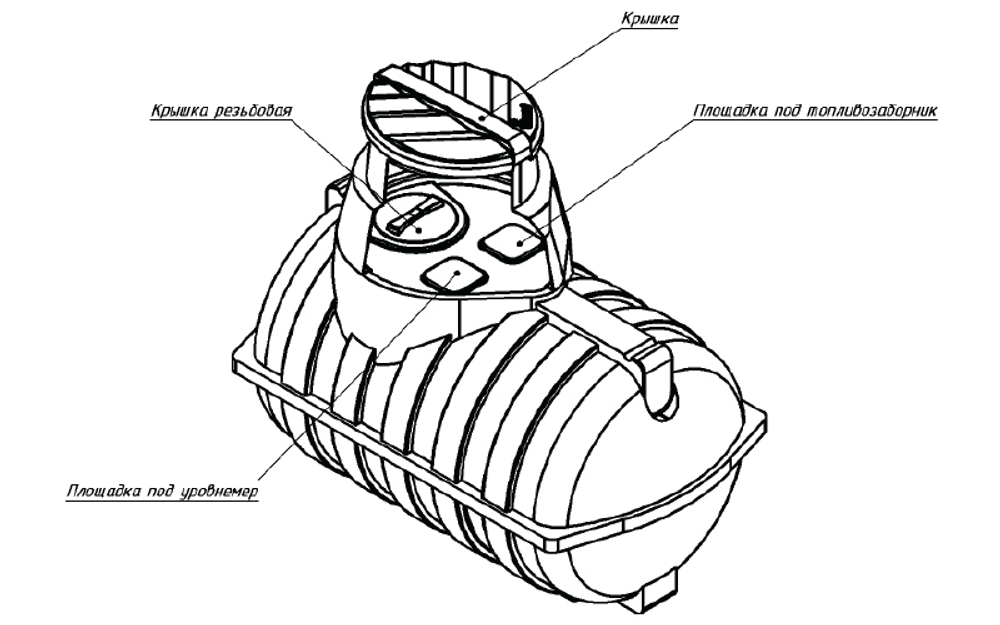 Емкость пищевая ЭкоПром Подземная U 2000 л. горизонтальная (131x222x200см;черный) - арт.555640
