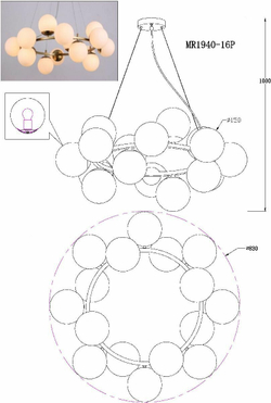 Подвесная люстра MyFar Aerton MR1940-16P, кол-во плафонов: 16 шт