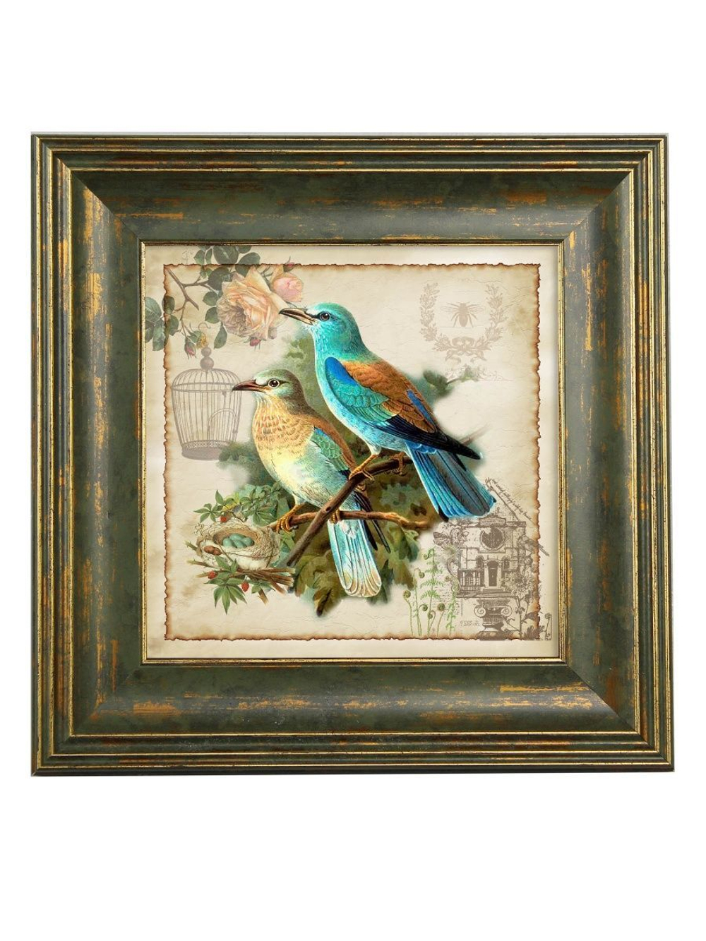 Картина на стену для интерьера на холсте в раме "Птицы" 29*29 см