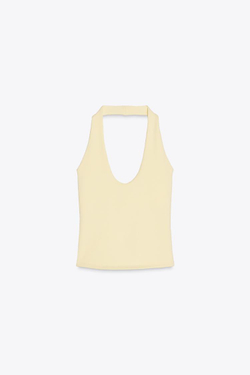 ZARA ТОП С ВЫРЕЗОМ ХАЛТЕР, ЖЕЛТЫЙ