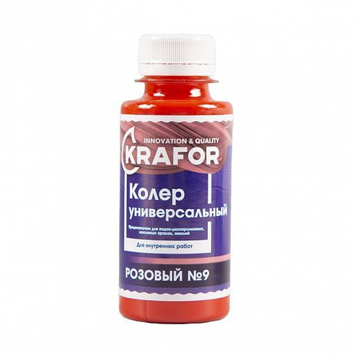 Колер универсальный Krafor №9, розовый, 100 мл, 32158