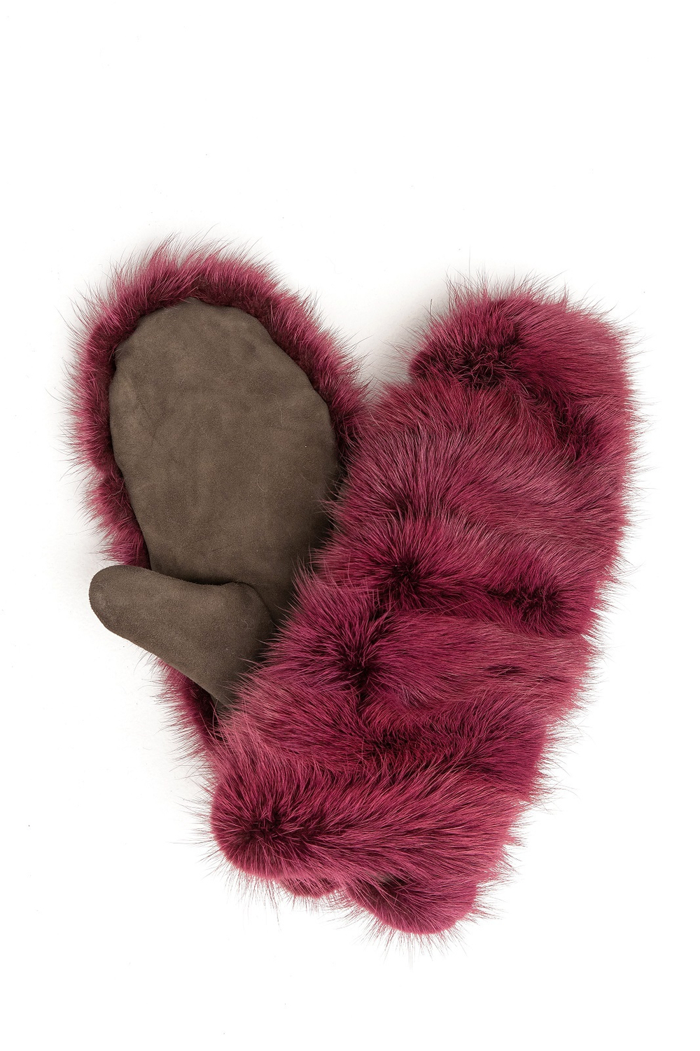 Рукавицы из меха норки и замши