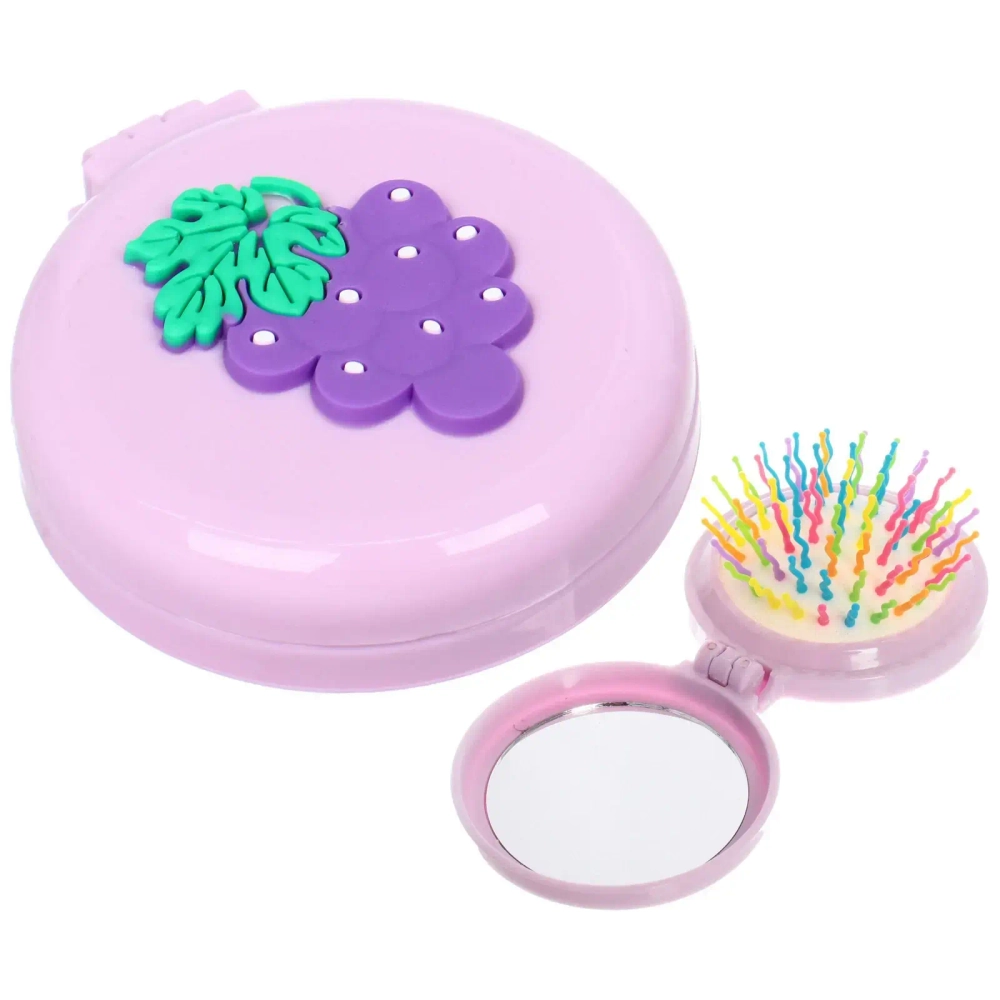 Расческа массажная детская складная «КАРАМЕЛЬ», виноград, цвет фиолетовый, d-6см (пакет с подвесом)