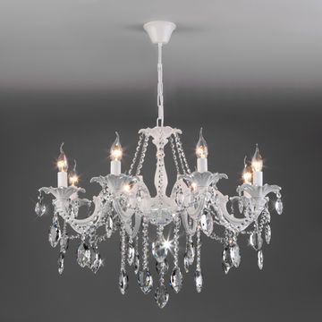 Люстра подвесная 10108/8 белый/прозрачный хрусталь Strotskis Veletta Eurosvet