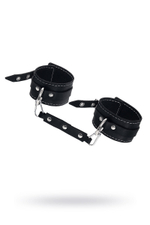 Черные двухслойные кожаные оковы с белой строчкой (Цвет: черный)