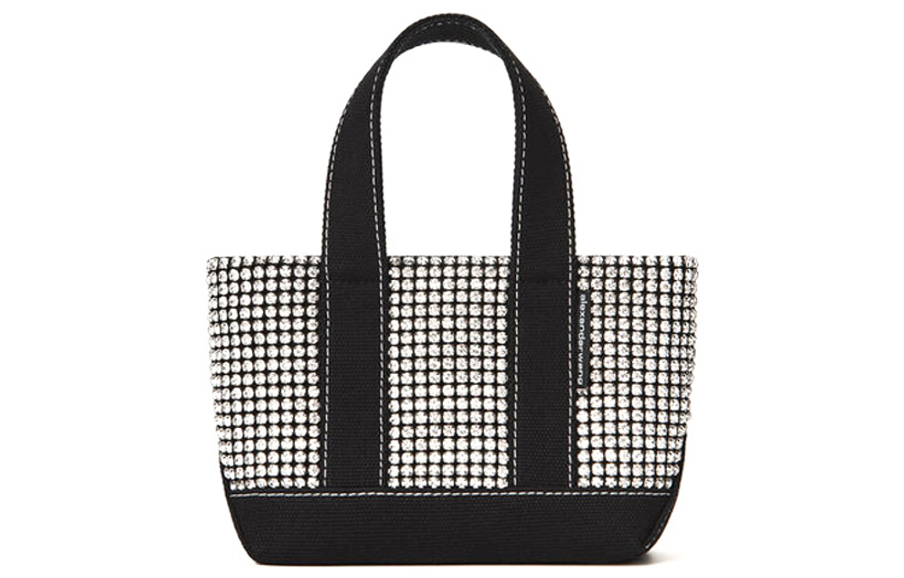 Alexander Wang Cruiser Crystal Glass With Cotton Tote Bag, Shopping Bag, Handbag Mini Women"s Black/White
