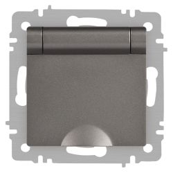 Розетка Intro Accent 6-203-09 2P+E Schuko с крышкой, 16А-250В, IP20, СУ, AL/CU, титан | Intro