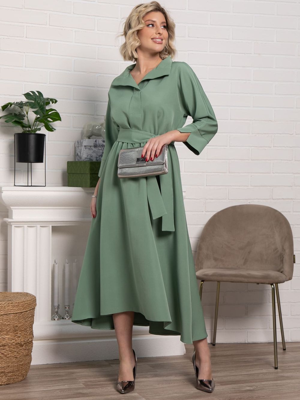 Платье Лорита (серо-зеленое) П15153-16М LT Collection