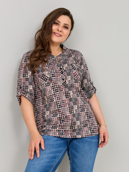 Блузка БЛ-131/пьедепуль-черныйтерракот