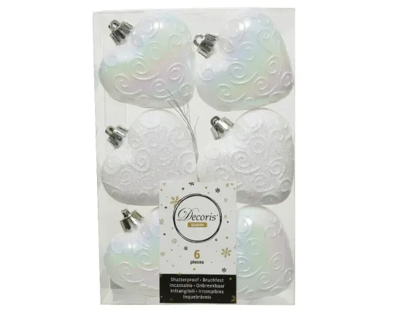 Набор игрушек Сердце любви 6 шт., белый ирис, Kaemingk (028019)