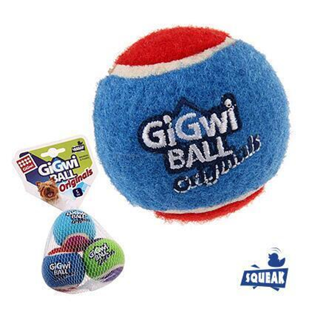 75339 Игрушка для собак Три мяча с пищалкой 4,8см, серия GiGwi BALL Originals