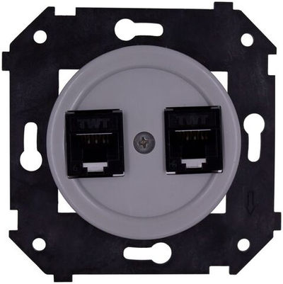 Розетка двойная компьютерная механизм + накладка, цвет Титан (скрытый монтаж) B3-302-26