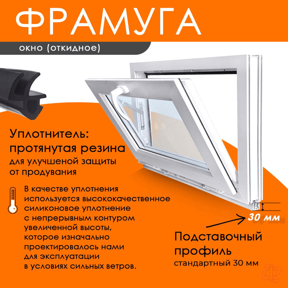 Пластиковое окно 400 х 1200 фрамуга ТермА Эко + Москитная сетка