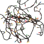 Электрогирлянда м/лампы цвет, 100 ламп, 5м, 8 р.миг., зелен. провод,кор