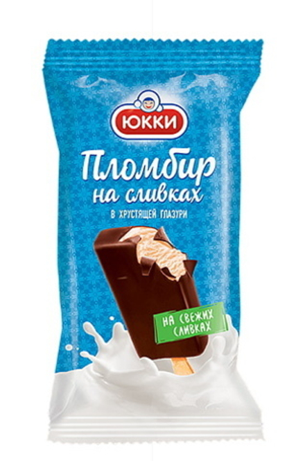 Мороженое эскимо "Пломбир на сливках" в хрустящей глазури 65г. Юкки