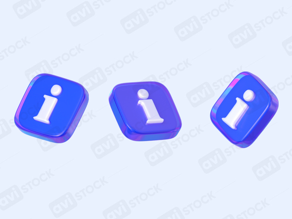 3D Tooltip-иконка с буквой i в голографическом стиле
