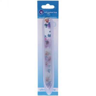 Пилка для ногтей стеклянная на блистере «Ультрамарин», цветочный принт, 14см
